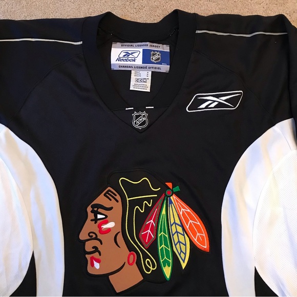 Reebok Chicago Blackhawks Authentic Practice Jersey Adult Medium Black White - Picture 2 of 9